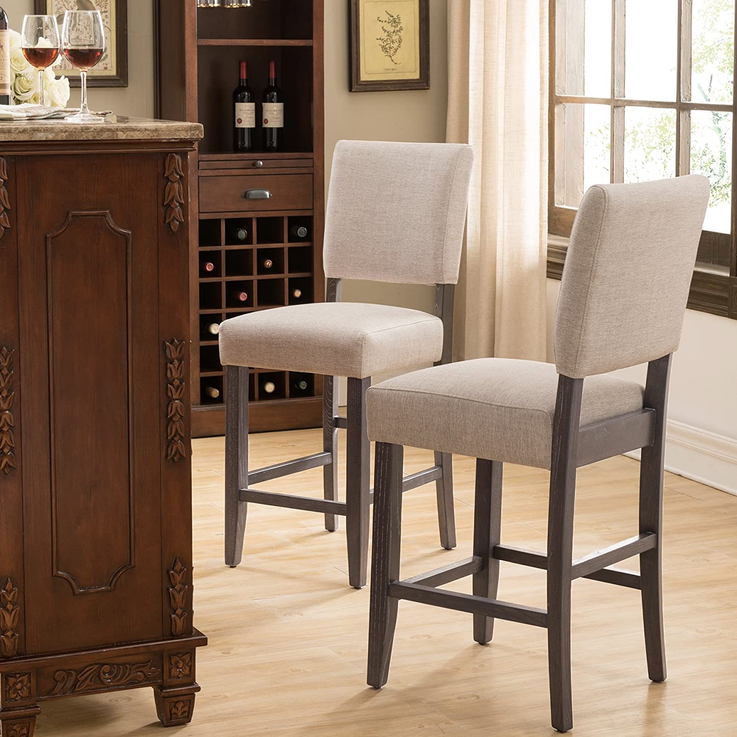 Restaurant Bar Stool Solid Wood In Fabric Finish Size And Colour Can Be